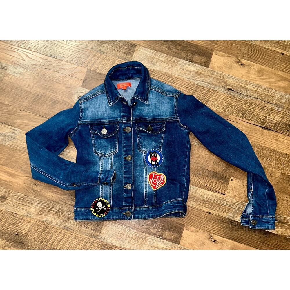 Butter So Soft Girls Jean Jacket Patches Embellished Rock And Roll Y2K Large EUC